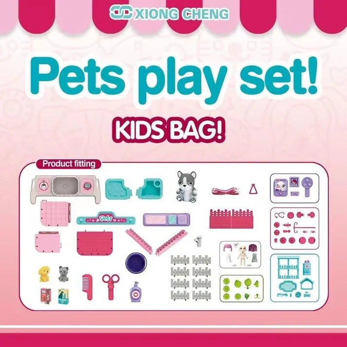 2in1 Pink Pet Backpack With Accessories