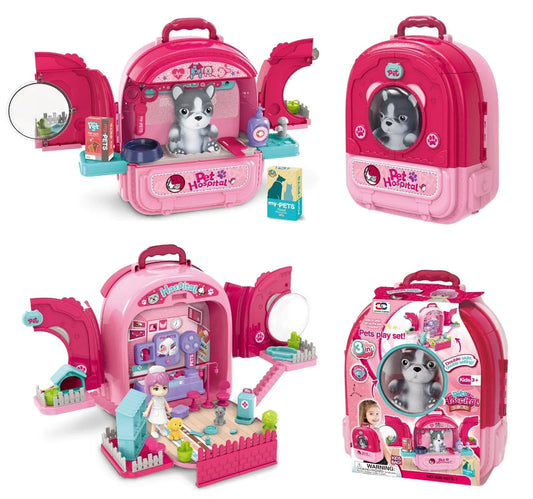 2in1 Pink Pet Backpack With Accessories