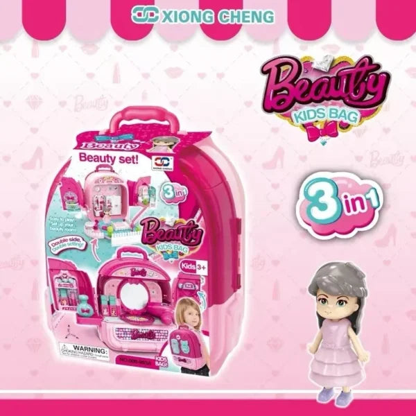 Pink Beauty Kids 3 In 1 Backpack
